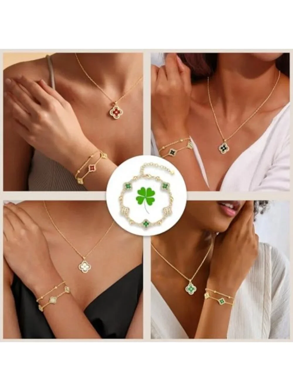 14K Gold Plated CZ Clover Bracelet - Elegant Jewelry Gift for Women & Girls